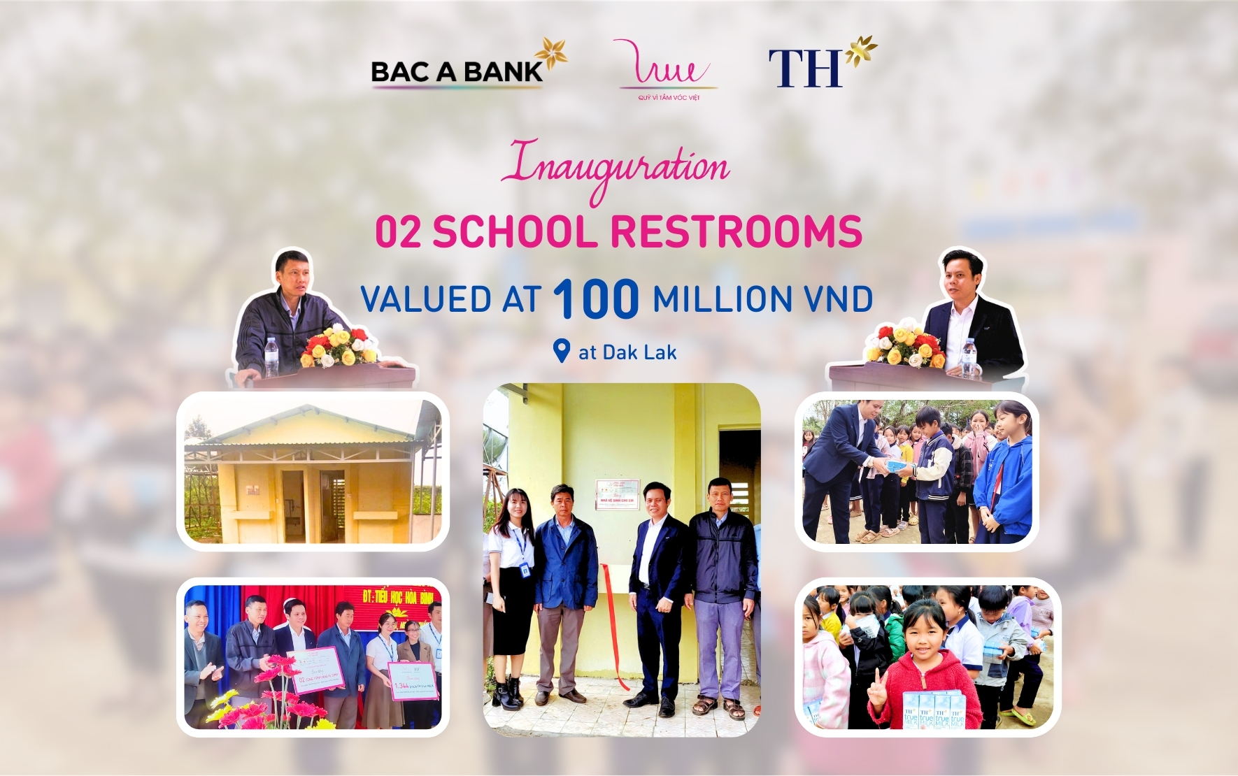 Inauguration of 02 school restrooms in Dak Lak valued at 100 Million VND